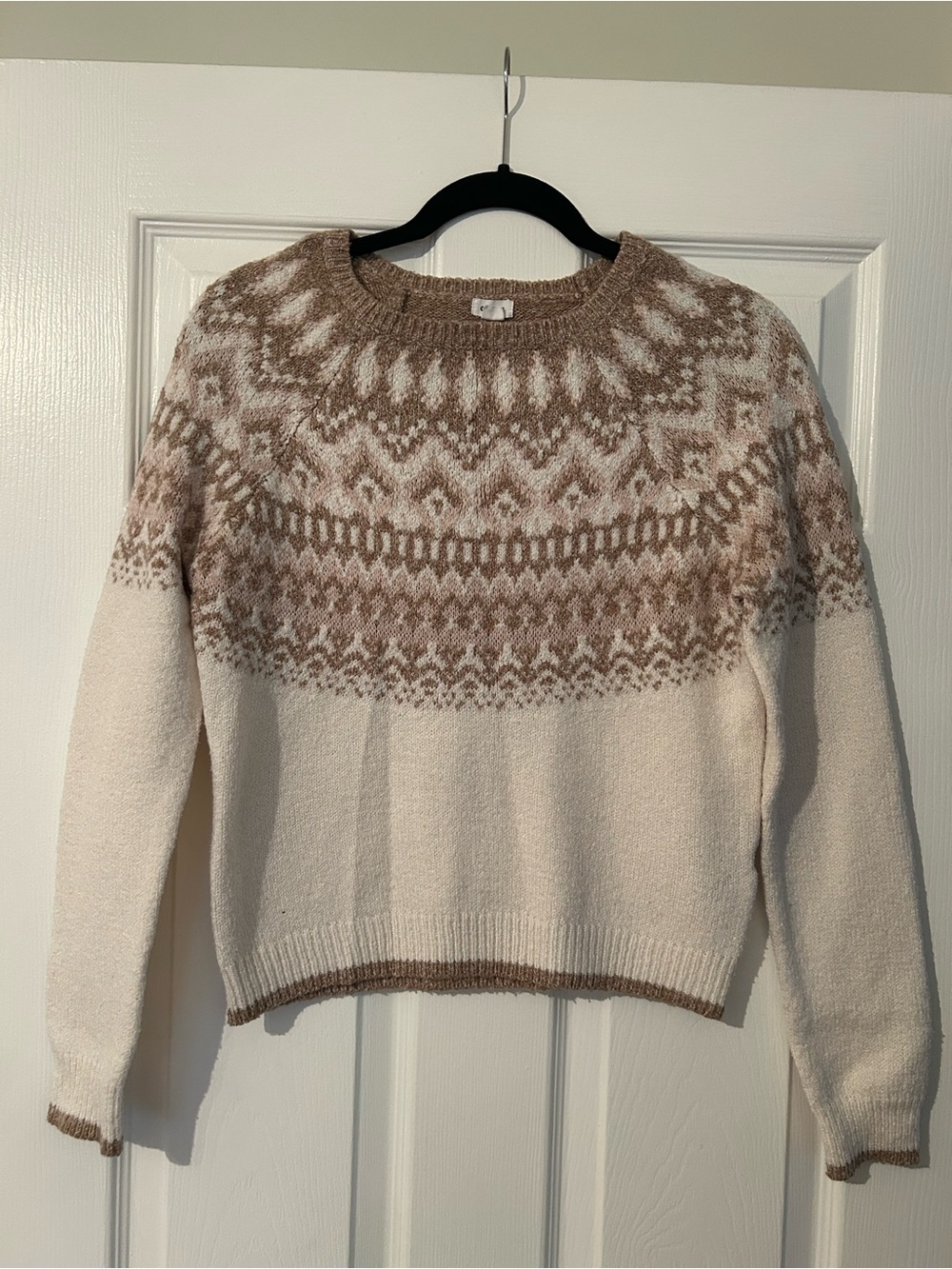 Garage Cozy Crewneck Sweater - Cream & Light Brown